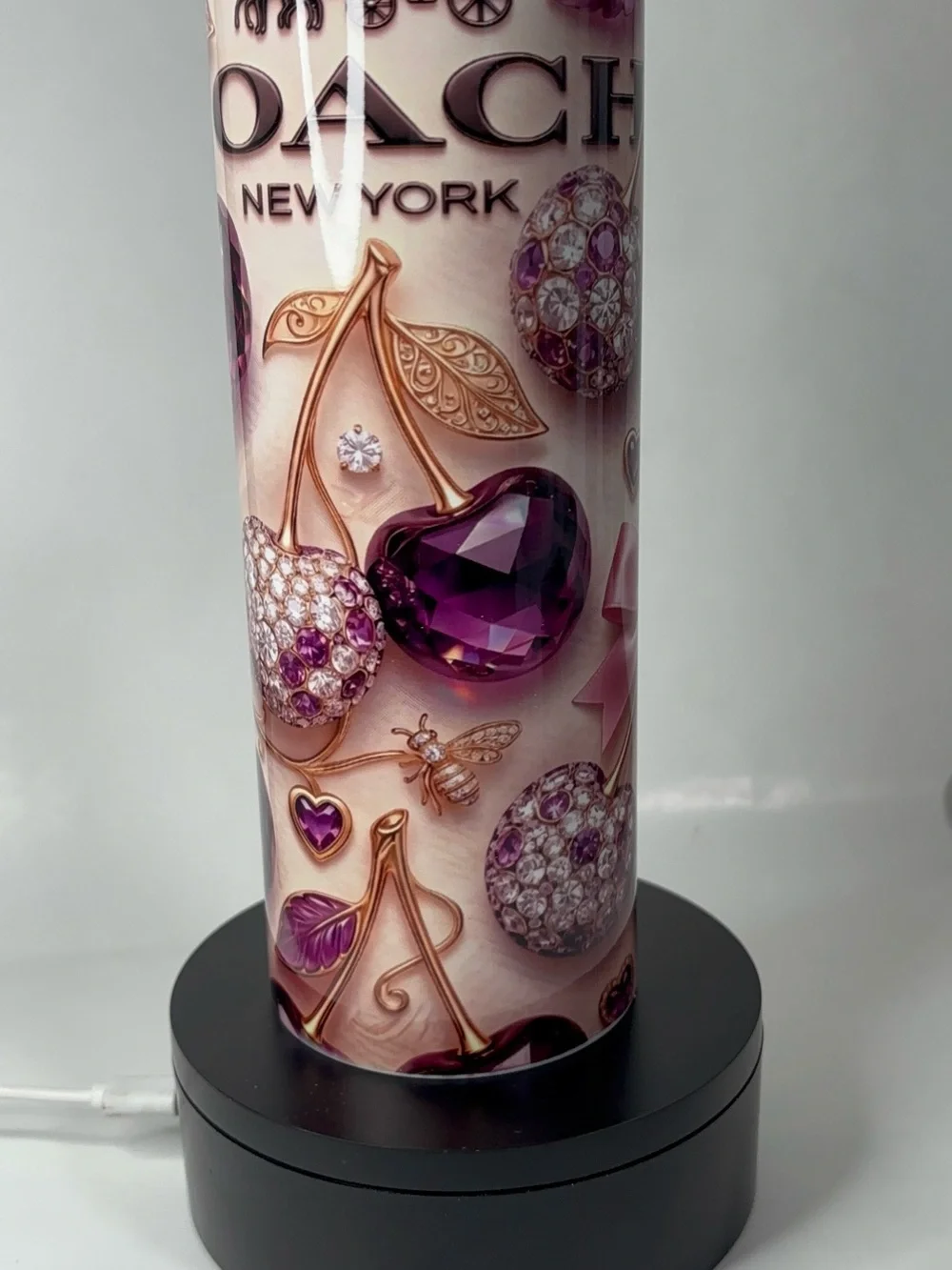 Tumbler 20 oz Coach Pink and Purple Cherry Accent Lantern